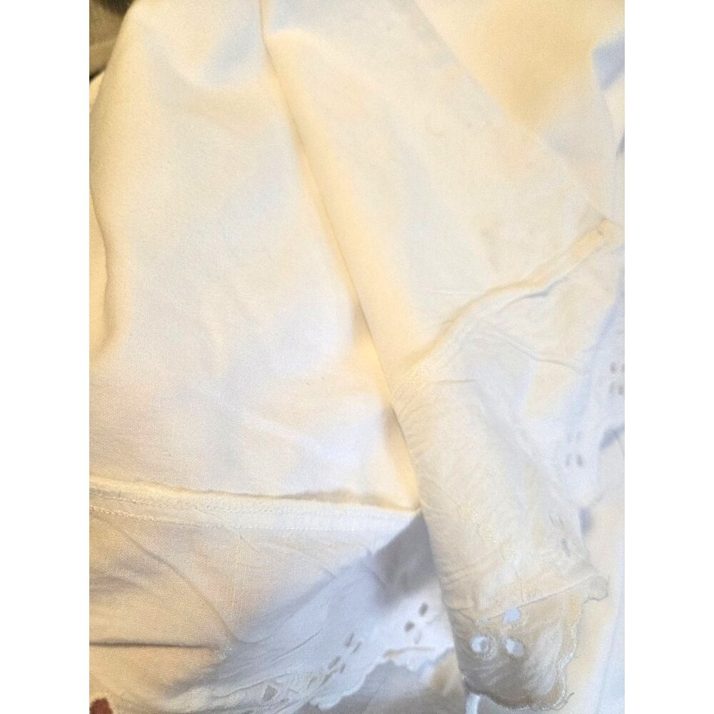 Antiq French White Cotton Duvet Cover Lace Trim 90x78 some spots - Picture 3 of 7